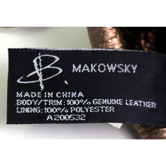 ROOMY B. Makowsky BRONZE BROWN GENUINE LEATHER X-BODY SHOULDER BAG HANDBAG PURSE - Picture 11 of 15